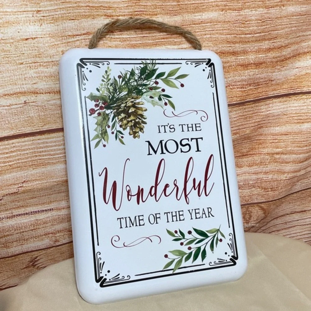 Christmas Decor Metal Enamel Wall Hanging It's The Most Wonderful Time of the Yr